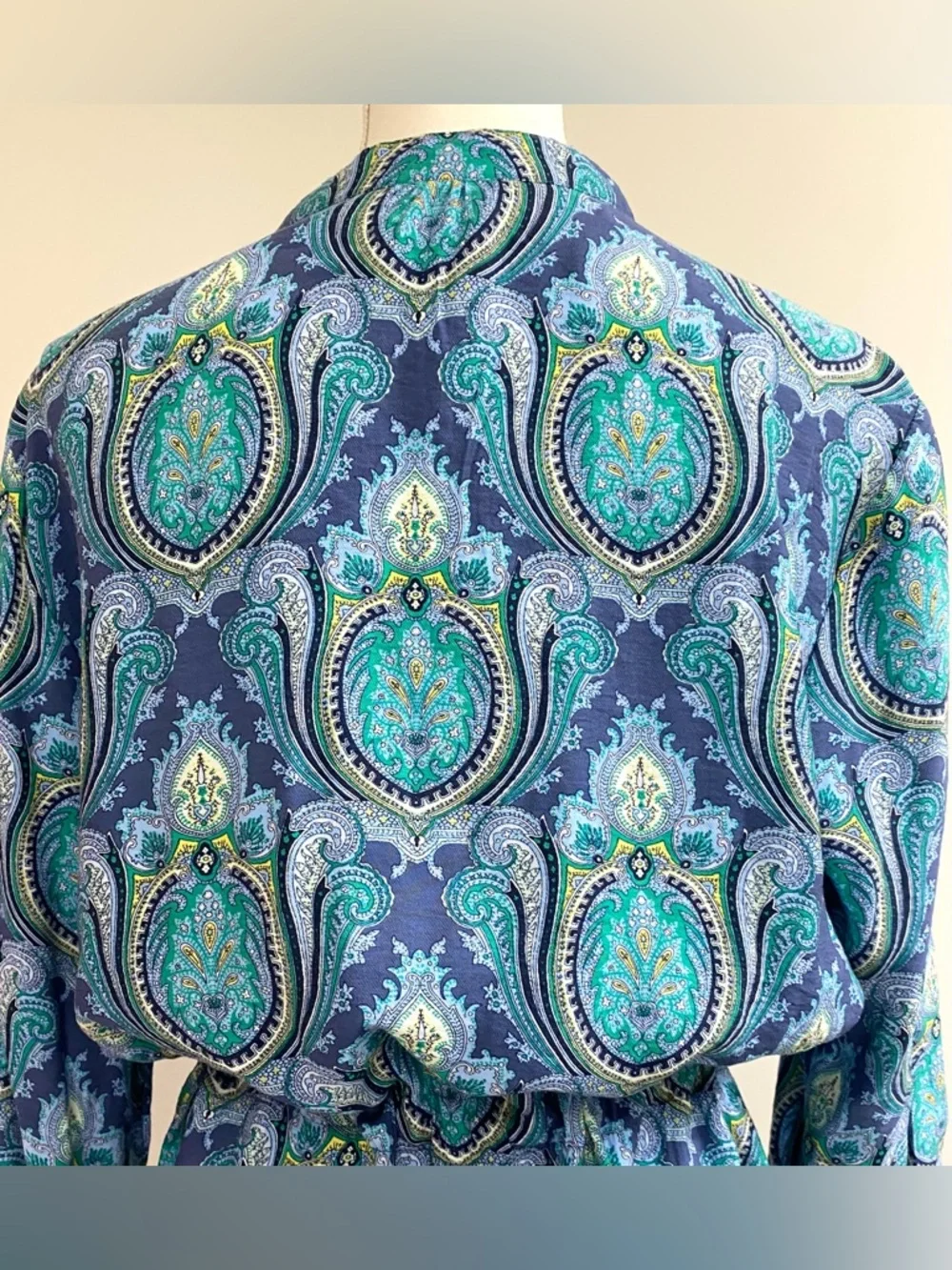 Tommy Hilfiger Womens XL Blue Paisley LongSleeve Utility Button-Front Mini Dress - Picture 6 of 14